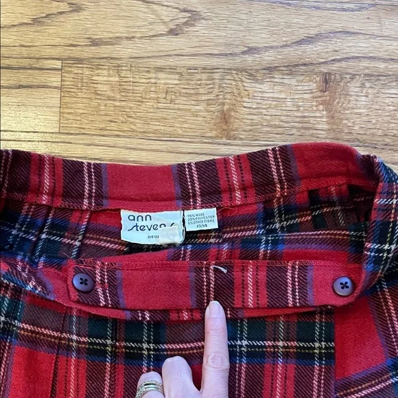 Vintage Red and Black Tartan Pleated A-Line Skirt Sz 13/14 - Picture 6 of 8